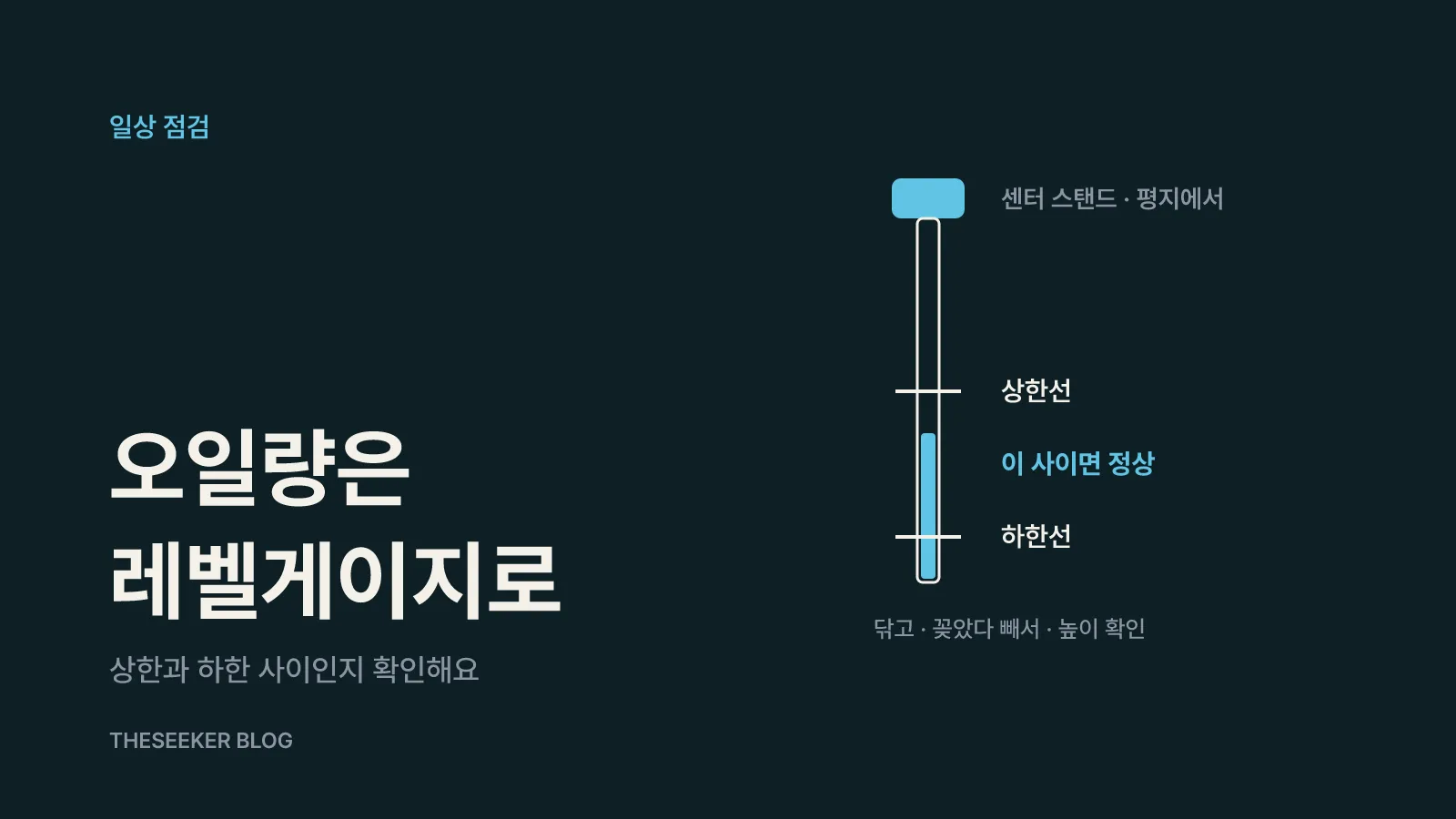 오일량 점검: 레벨게이지 보는 순서