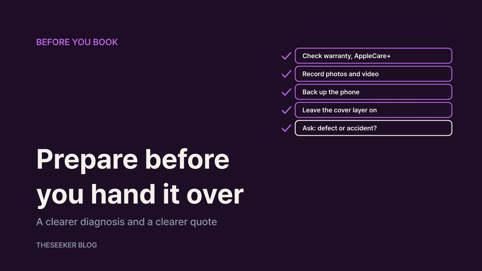 What to check before you book a repair