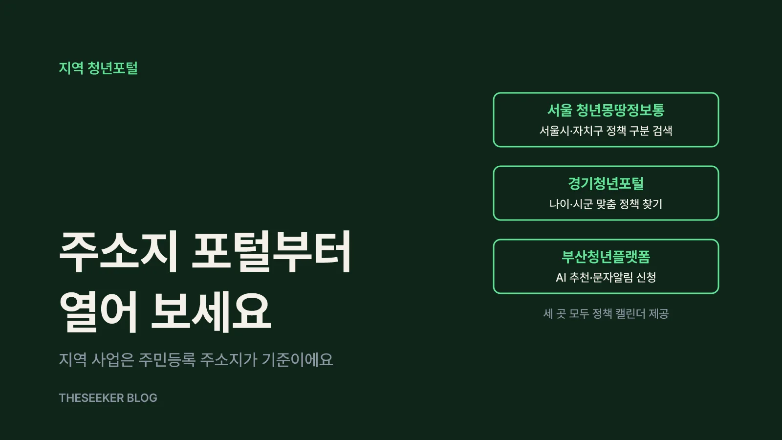서울·경기·부산 청년포털에서 지역 제도를 찾는 법