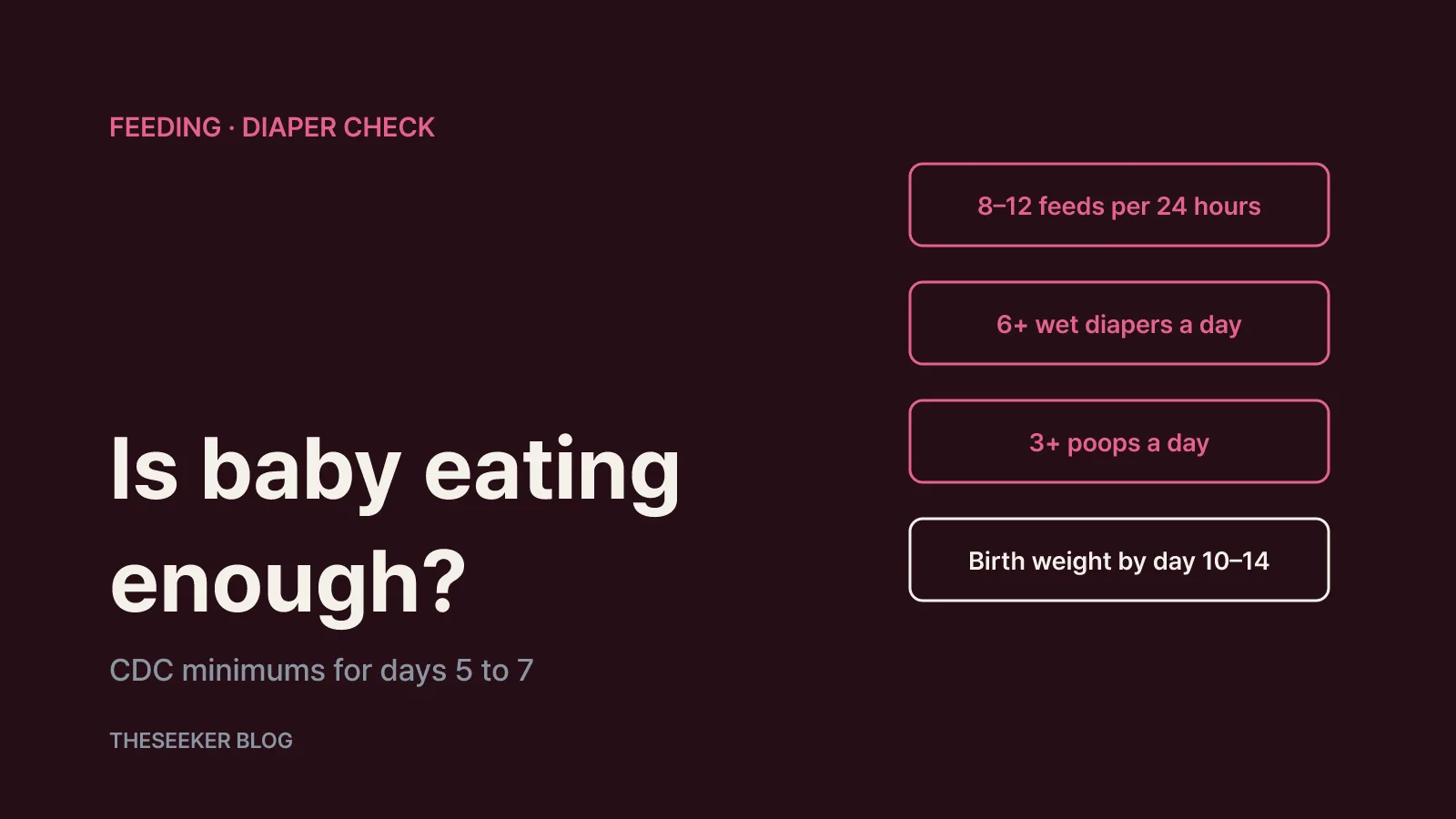 Feeding: follow your baby's cues, expect 8 to 12 feeds a day